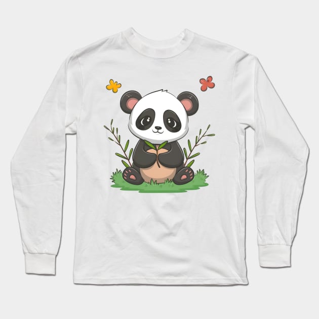 Cute Panda Long Sleeve T-Shirt by r.abdulazis